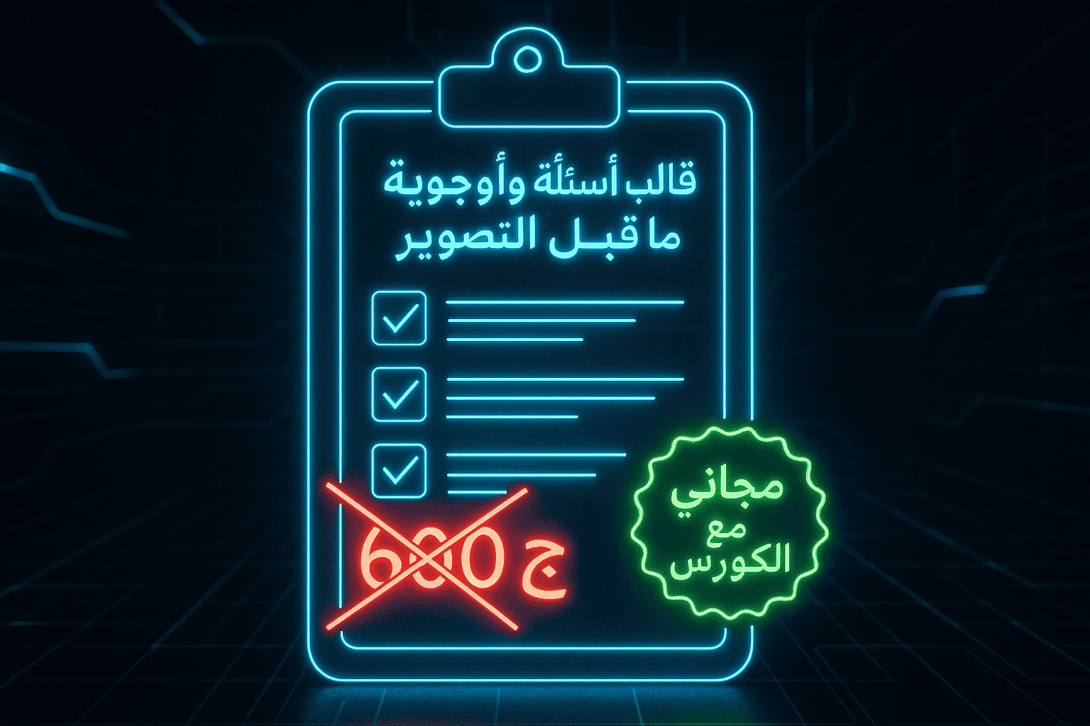 3) 📑 قالب أسئلة وأجوبة ما قبل التصوير (Pre-Shoot Q&A)